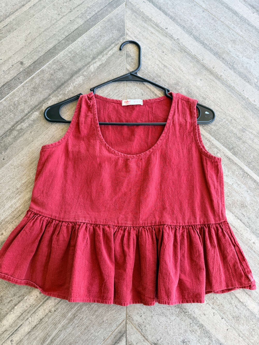 Red Linen Crop Tank